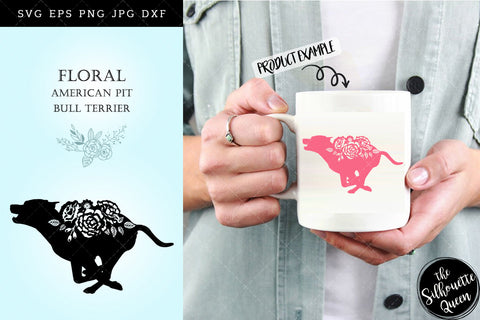 Floral American Pit Bull Terrier Dog svg file for cricut, for silhouette, cut eps, cutting png, cuttable dxf, Instant Download design SVG Loveleen Kaur 