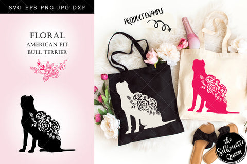 Floral American Pit Bull Terrier Dog svg file for cricut, for silhouette, cut eps, cutting png, cuttable dxf, Instant Download design SVG Loveleen Kaur 