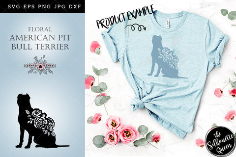 Floral American Pit Bull Terrier Dog svg file for cricut, for silhouette, cut eps, cutting png, cuttable dxf, Instant Download design SVG Loveleen Kaur 