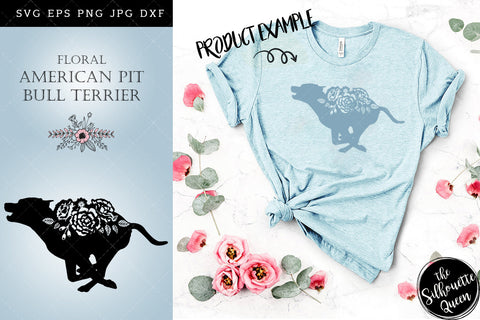Floral American Pit Bull Terrier Dog svg file for cricut, for silhouette, cut eps, cutting png, cuttable dxf, Instant Download design SVG Loveleen Kaur 