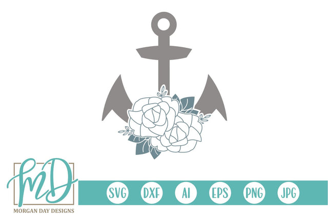 Floral Anchor SVG Morgan Day Designs 