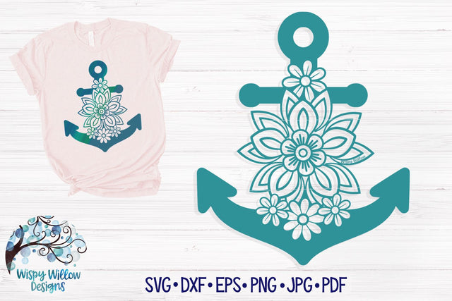Floral Anchor SVG SVG Wispy Willow Designs 
