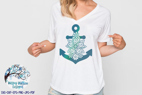 Floral Anchor SVG SVG Wispy Willow Designs 