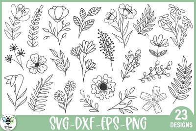 Floral and Foliage Doodle SVG Bundle SVG B Renee Design 