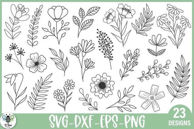 Floral and Foliage Doodle SVG Bundle SVG B Renee Design 