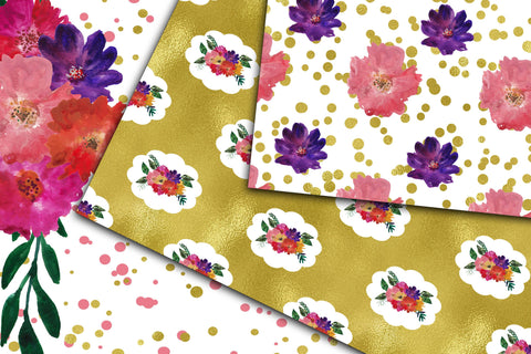 Floral and Gold Digital Papers Sublimation Old Market 