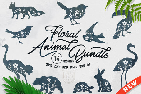 Floral Animal Bundle SVG - 14 SVG Files SVG Big Design &Co 