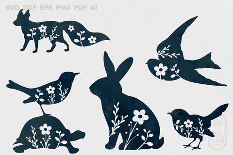 Floral Animal Bundle SVG - 14 SVG Files SVG Big Design &Co 