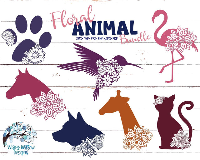 Floral Animal Bundle | SVG Cut Files SVG Wispy Willow Designs 