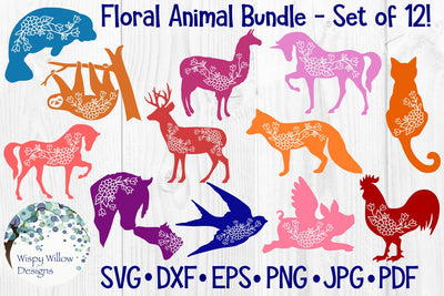 Floral Animal Bundle SVG Wispy Willow Designs