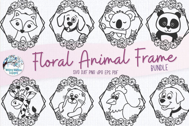 Floral Animal Frame SVG Bundle SVG Wispy Willow Designs 
