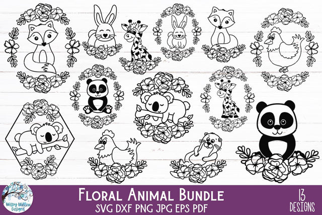Floral Animal SVG Bundle SVG Wispy Willow Designs 