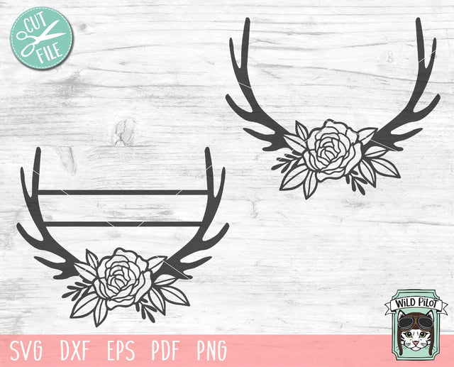 Floral Antler Monogram SVG Cut File SVG Wild Pilot 