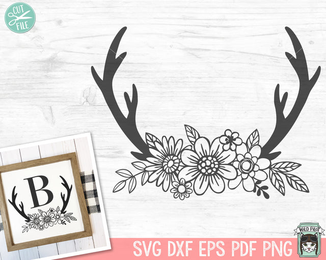 Floral Antlers SVG Cut File SVG Wild Pilot 