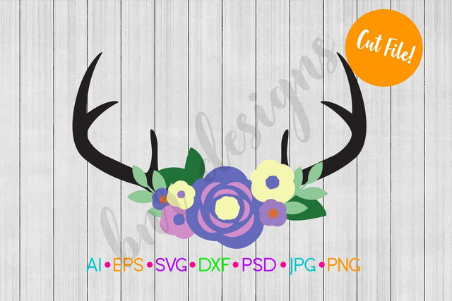 Floral Antlers SVG SVG BNRDesignShop 