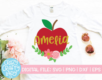 Floral Apple | Back to School SVG Cut File SVG Crazy Crafty Lady Co. 