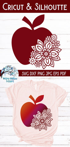 Floral Apple SVG SVG Wispy Willow Designs 