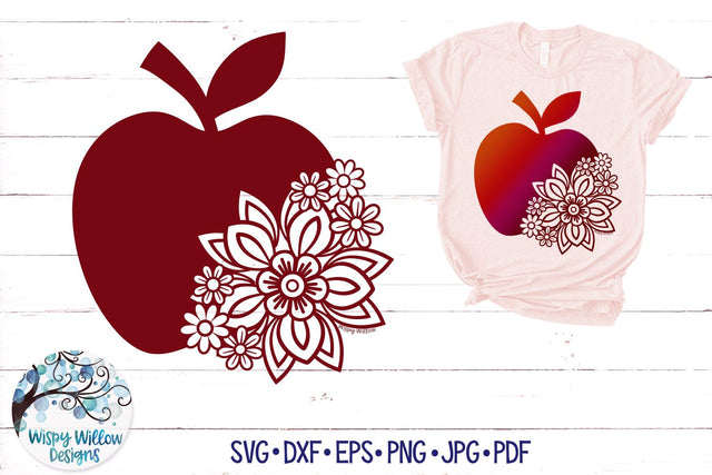 Floral Apple SVG SVG Wispy Willow Designs 