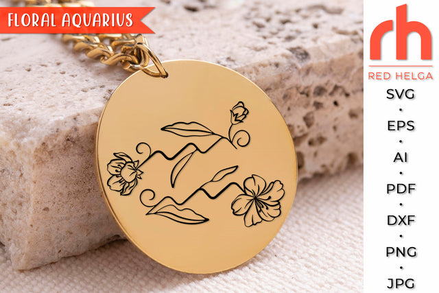 Floral Aquarius SVG - Flower Zodiac Cut File SVG RedHelgaArt 