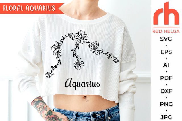 Floral Aquarius SVG - Flower Zodiac Cut File SVG RedHelgaArt 