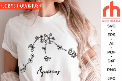 Floral Aquarius SVG - Flower Zodiac Cut File SVG RedHelgaArt 