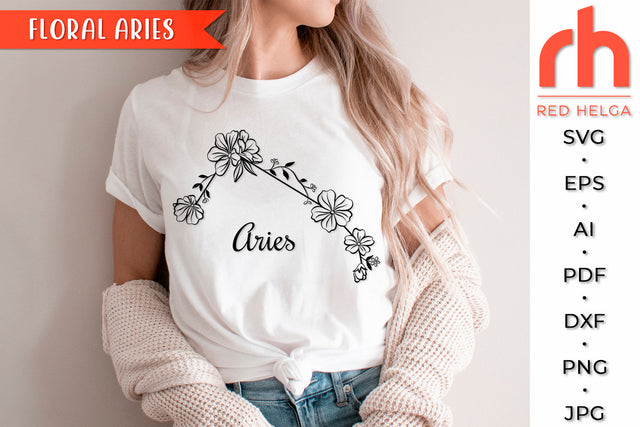 Floral Aries SVG - Flower Zodiac Cut File SVG RedHelgaArt 