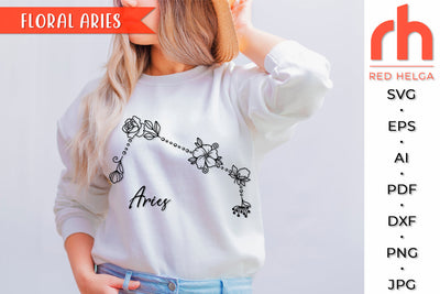 Floral Aries SVG - Flower Zodiac Cut File SVG RedHelgaArt 