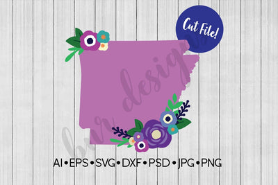 Floral Arkansas SVG SVG BNRDesignShop 