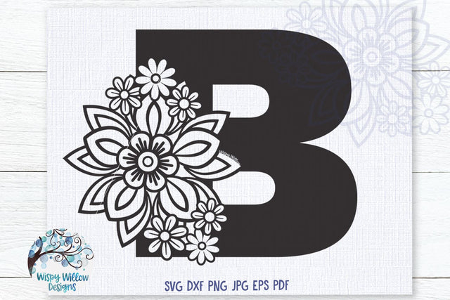 Floral B SVG SVG Wispy Willow Designs 