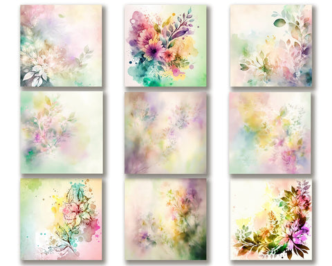 Floral Background Watercolor, Subtle, Gentle, Spring Flowers JPG Digital Pattern nikola 