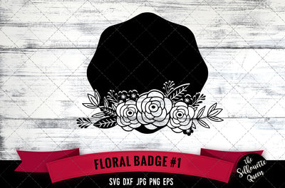 Floral Badge 1 Vector Silhouette File SVG Loveleen Kaur 