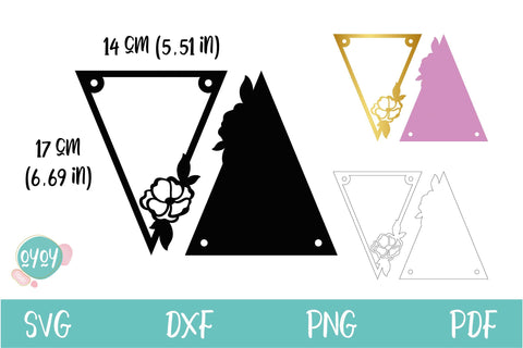 Floral Banner SVG | Bunting Banner SVG| Birthday Banner SVG SVG OyoyStudioDigitals 