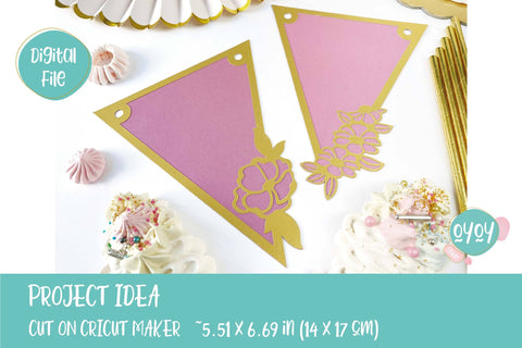 Floral Banner SVG | Bunting Banner SVG| Birthday Banner SVG SVG OyoyStudioDigitals 