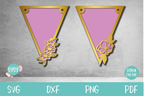 Floral Banner SVG | Bunting Banner SVG| Birthday Banner SVG SVG OyoyStudioDigitals 