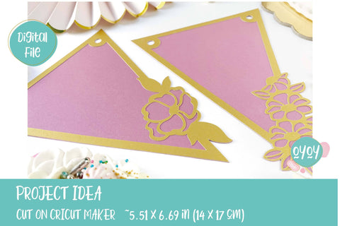 Floral Banner SVG | Bunting Banner SVG| Birthday Banner SVG SVG OyoyStudioDigitals 