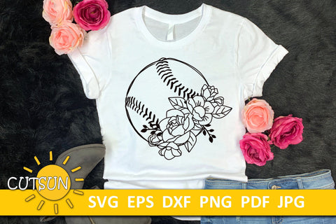 Floral Baseball SVG | Baseball SVG SVG CutsunSVG 