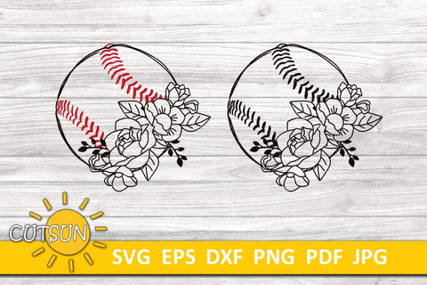 Floral Baseball SVG | Baseball SVG SVG CutsunSVG 