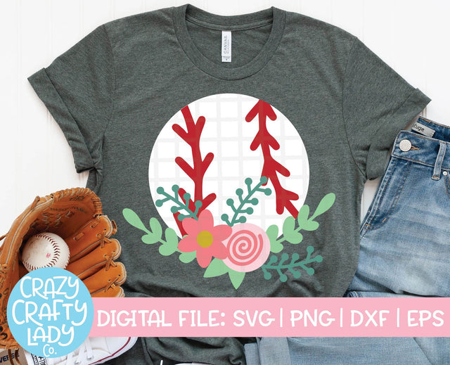 Floral Baseball | SVG Cut File SVG Crazy Crafty Lady Co. 