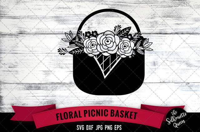 Floral Basket Vector Silhouette File SVG Loveleen Kaur 