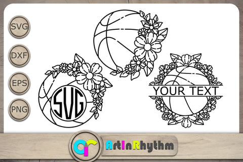 Floral Basketball Monogram Svg, Basketball Svg, Floral Basketball Svg, Sports Svg SVG Artinrhythm shop 