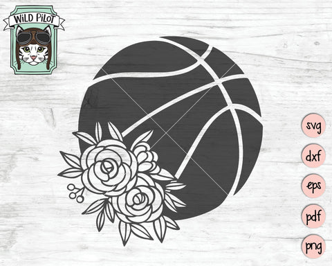 Floral Basketball SVG Cut File SVG Wild Pilot 