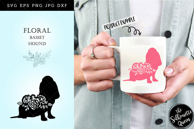 Floral Basset Hound Dog svg file for cricut, for silhouette, cut eps, cutting png, cuttable dxf, Instant Download design SVG Loveleen Kaur 
