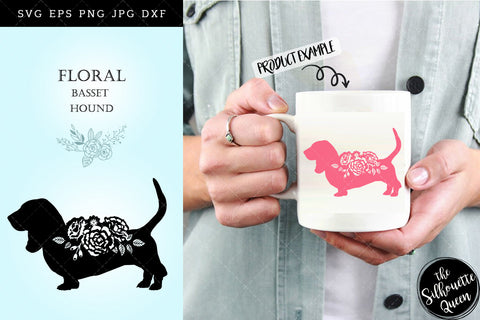 Floral Basset Hound Dog svg file for cricut, for silhouette, cut eps, cutting png, cuttable dxf, Instant Download design SVG Loveleen Kaur 
