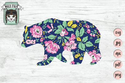 Floral Bear Silhouette SVG Cut File SVG Wild Pilot 