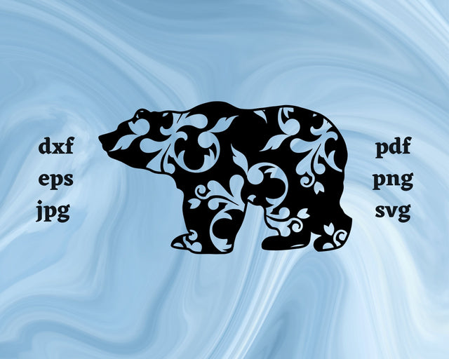Floral Bear SVG Cut File SVG Northern Light SVG 
