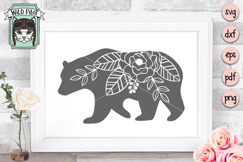 Floral Bear SVG Cut File SVG Wild Pilot 