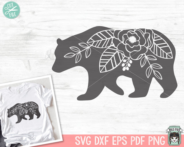 Floral Bear SVG Cut File SVG Wild Pilot 