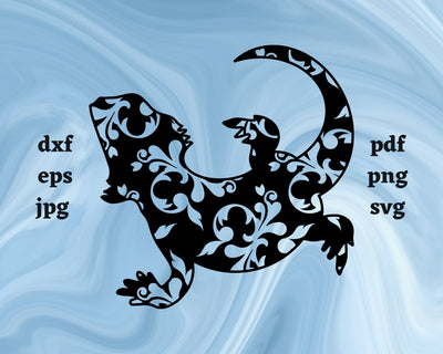 Floral Bearded Dragon SVG Cut File SVG Northern Light SVG 