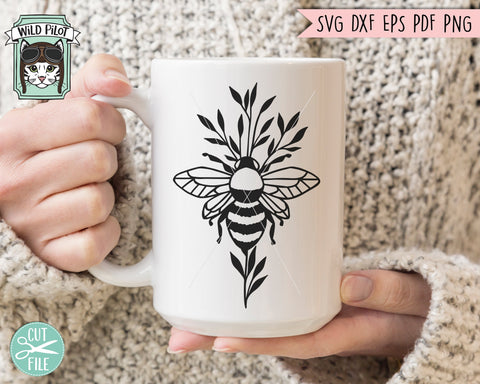 Floral Bee Bundle svg, Flower Bee svg file, Save the Bees svg, Bee Kind SVG, Bee Happy svg, Floral Bee cut file, Sunflower SVG, Rose SVG, Leaves SVG, Wreath SVG SVG Wild Pilot 