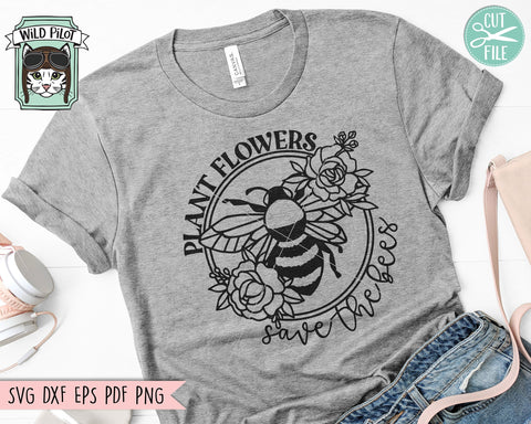 Floral Bee Bundle svg, Flower Bee svg file, Save the Bees svg, Bee Kind SVG, Bee Happy svg, Floral Bee cut file, Sunflower SVG, Rose SVG, Leaves SVG, Wreath SVG SVG Wild Pilot 